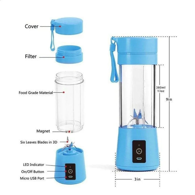 380Ml Juicer Personal With Travel Cup USB Portable Electric Blender Rechargeable Juicer Bottle Fruit Vegetable Kitchen Tools MHY080