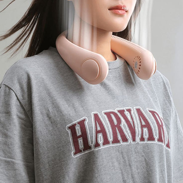 Portable Neck Fan, Mini Bladeless Hanging Neck Fan 1200mAh Rechargeable Air Cooler 3 Speed for Student Office Summer Sports Fans