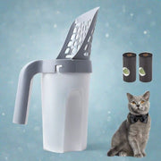 2-in-1 Design Scoop litter and directly store it in the attached waste container