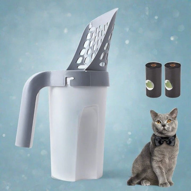 2-in-1 Design Scoop litter and directly store it in the attached waste container