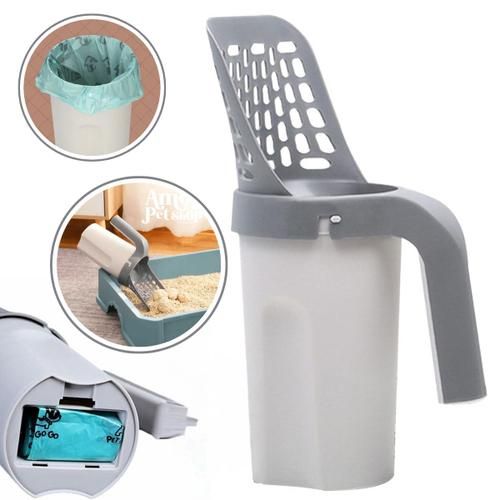 2-in-1 Design Scoop litter and directly store it in the attached waste container