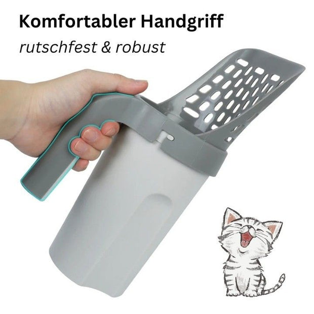 2-in-1 Design Scoop litter and directly store it in the attached waste container