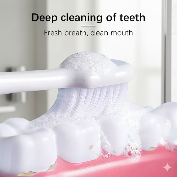 SP-6 Probiotic Teeth Whitening Toothpaste tube, clearly showing the 'Before and After' results of removing yellow stains for a brighter smile.